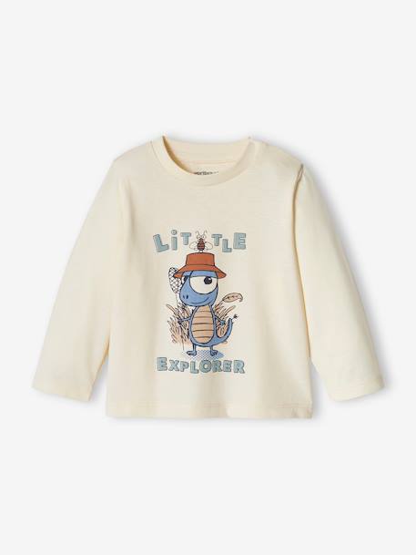 Bedrukt baby-T-shirt met lange mouwen ecru - vertbaudet enfant 