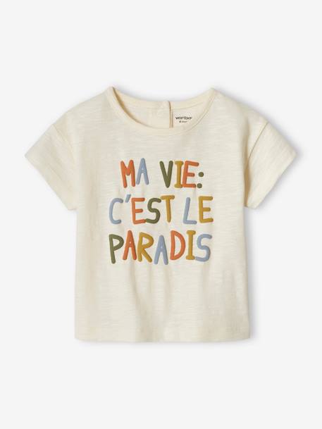 T-shirt bébé à message manches courtes écru - vertbaudet enfant 