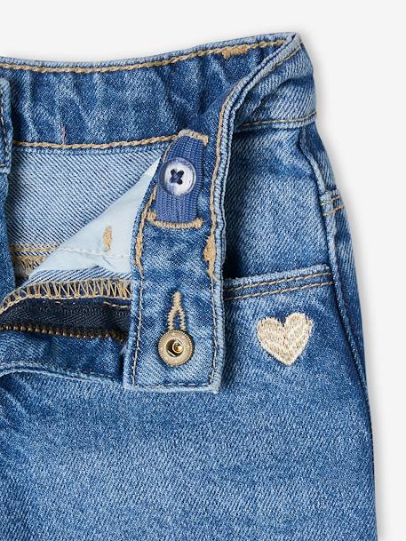 Jean fille large bas effiloché denim bleached+stone - vertbaudet enfant 
