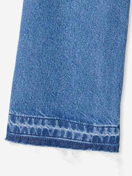 Jean fille large bas effiloché denim bleached+stone - vertbaudet enfant 