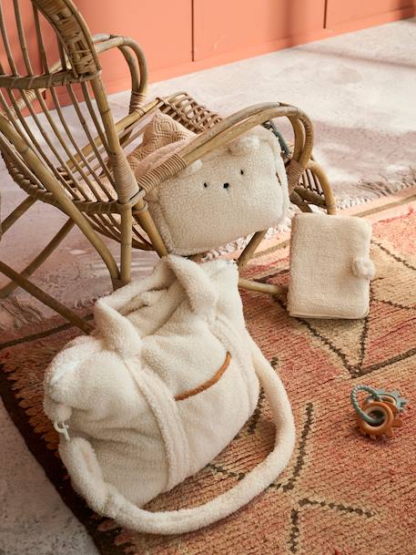 Trousse de toilette en sherpa Ourson PETIT NOMADE ivoire - vertbaudet enfant 