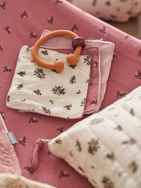 Set van 10 washandjes beige, bedrukt+plantenprint/blauw/groen+set roze - vertbaudet enfant 