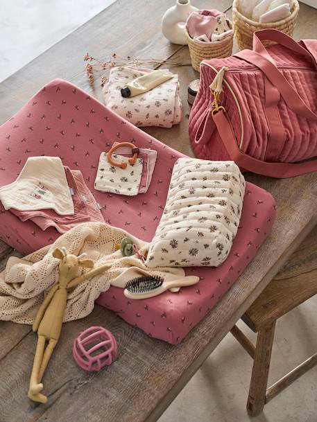 Housse matelas à langer en jersey bois de rose imprimé - vertbaudet enfant 