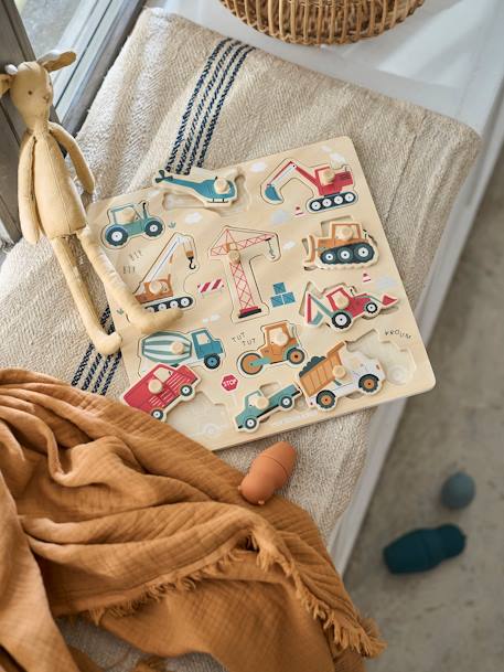 Puzzle boutons Chantier en bois FSC® jaune - vertbaudet enfant 