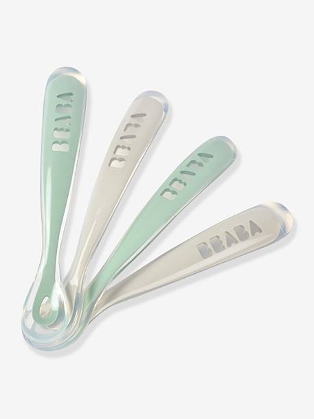 Set van 4 lepels Soft, eerste leeftijd, zonder BPA, van BEABA Blauw/grijs/okergeel+blue/ eucalyptus/ pink/ mist+saliegroen - vertbaudet enfant 