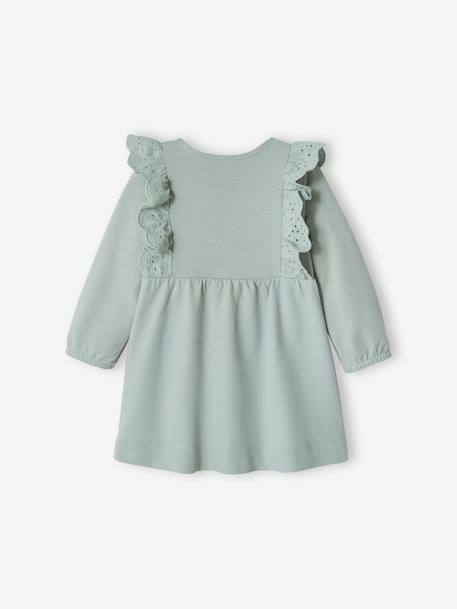 Robe bébé en molleton volants en broderie anglaise bleu grisé - vertbaudet enfant 