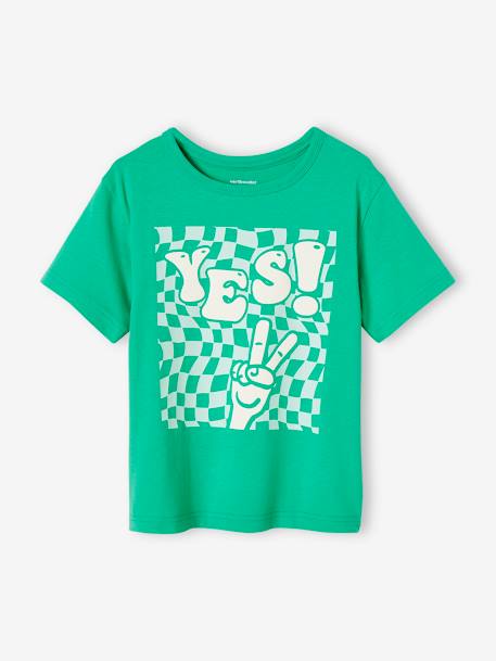 T-shirt maxi motif détails encre gonflante garçon bleu azur+vert - vertbaudet enfant 