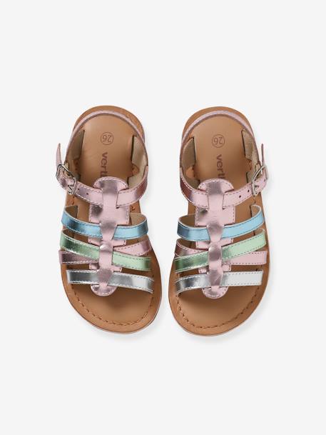 Leren sandalen met meerdere riempjes voor meisjes lila - vertbaudet enfant 