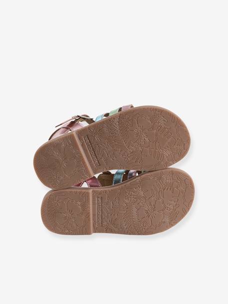 Leren kindersandalen met bandjes, kleuterschoolcollectie lila - vertbaudet enfant 