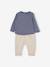 Ensemble bébé tee-shirt et pantalon en molleton indigo+rayé / caramel - vertbaudet enfant 
