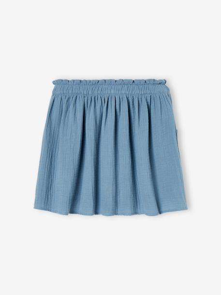 Jupe fille en gaze de coton beige+bleu grisé+rose+vert sauge+vieux rose+violet - vertbaudet enfant 