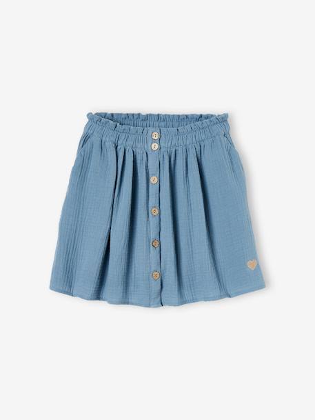 Kleurrijke rok van katoenen gaas voor meisjes beige+grijsblauw+oudroze+paars+rozen+saliegroen - vertbaudet enfant 
