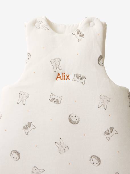 Gigoteuse en coton bio* MINI COMPAGNIE personnalisable écru / gris - vertbaudet enfant 