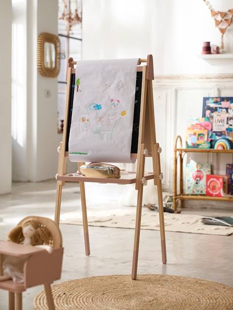 Tableau pliable et réglable en hauteur 3 en 1 en bois FSC® multicolore+Rose - vertbaudet enfant 
