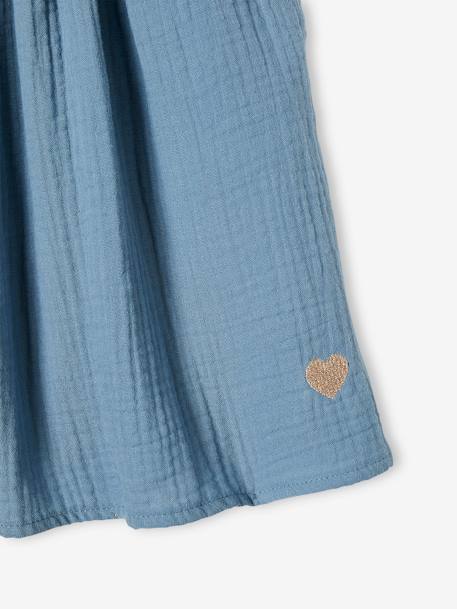 Jupe fille en gaze de coton beige+bleu grisé+rose+vert sauge+vieux rose+violet - vertbaudet enfant 