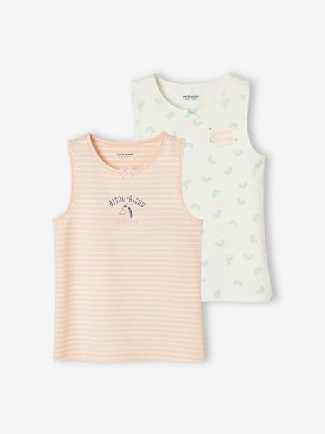 Set van 2 hemdjes met print meisjes lichtroze - vertbaudet enfant 