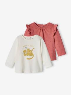 Baby-T-shirt, coltrui-T-shirt-Set van 2 baby-T-shirts met lange mouwen