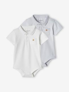 Bébé-T-shirt, sous-pull-T-shirt-Lot de 2 bodies bébé naissance ouverture polo avec poche