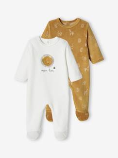 Baby-Pyjama,  overpyjama-Set van 2 fluwelen slaappakjes "leeuw" jongensbaby