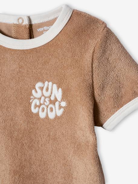 Badstoffen babyset met T-shirt en short blauw, gestreept+taupe - vertbaudet enfant 