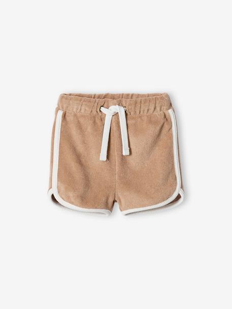 Ensemble bébé tee-shirt + short en éponge rayé bleu+taupe - vertbaudet enfant 