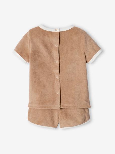 Ensemble bébé tee-shirt + short en éponge rayé bleu+taupe - vertbaudet enfant 
