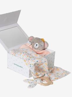 Speelgoed-Eerste levensjaren-Geschenkdoos met 3 stuks:  slaapzak + personaliseerbare knuffel + rammelaar
