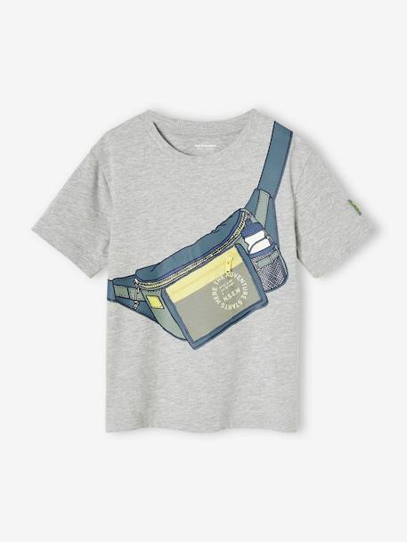 T-shirt met banaanmotief misleidt het oog van de jongens met de zak met ritssluiting gemêleerd grijs - vertbaudet enfant 
