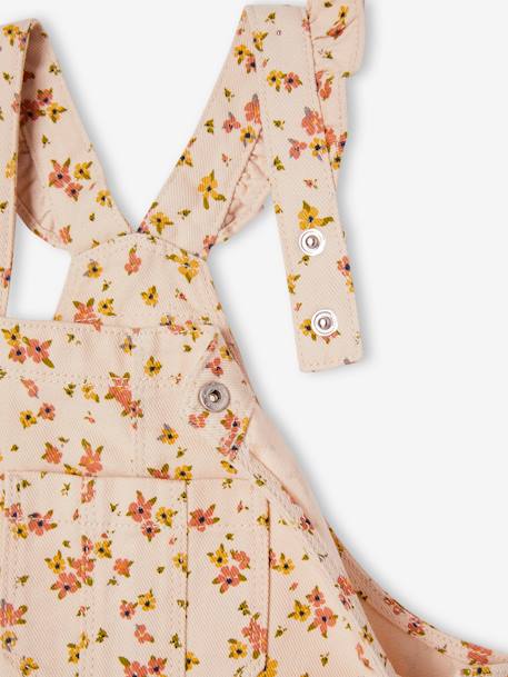Robe-salopette à fleurs bretelles à volants gris perle - vertbaudet enfant 