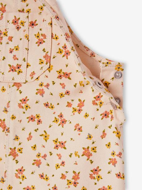 Robe-salopette à fleurs bretelles à volants gris perle - vertbaudet enfant 