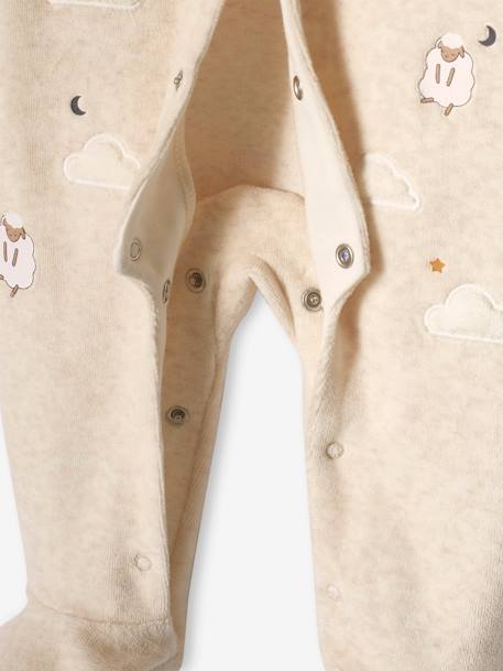 Pyjama bébé mixte en velours ouverture devant beige chiné - vertbaudet enfant 