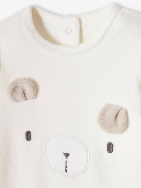 Pyjama bébé mixte en velours ours écru - vertbaudet enfant 