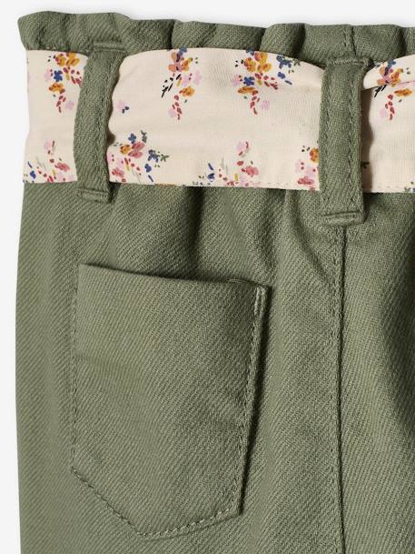 Paperbag babybroek met riem korstmos+lichtroze - vertbaudet enfant 