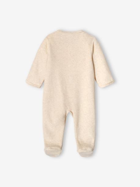 Pyjama bébé mixte en velours ouverture devant beige chiné - vertbaudet enfant 