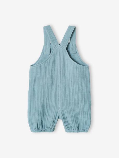 Newborn salopette van gevoerd hydrofiel katoen beige+blauwgroen+gebleekt denim - vertbaudet enfant 