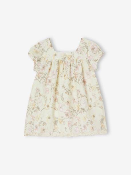 Robe fleurie bébé manches courtes écru - vertbaudet enfant 