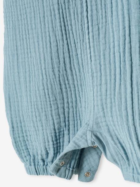 Newborn salopette van gevoerd hydrofiel katoen beige+blauwgroen+gebleekt denim - vertbaudet enfant 