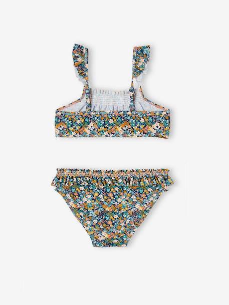 Maillot de bain 2 pièces fleuri fille bleu - vertbaudet enfant 