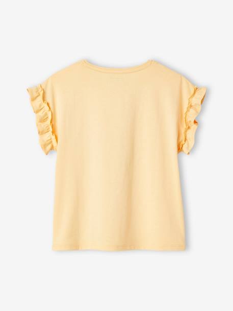 T-shirt fille motif fantaisie manches courtes volantées anthracite+jaune pâle+marine+rose pâle - vertbaudet enfant 