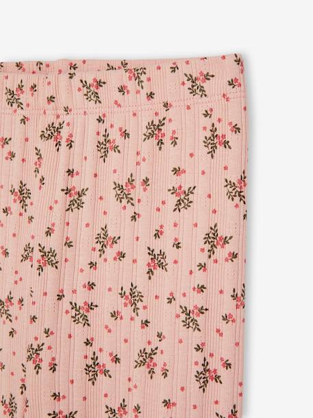 Legging à fleurs maille pointelle fille rose poudré - vertbaudet enfant 