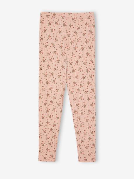 Legging à fleurs maille pointelle fille rose poudré - vertbaudet enfant 