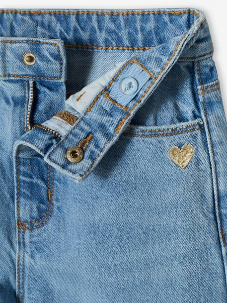 Jean fille large bas effiloché denim bleached+stone - vertbaudet enfant 