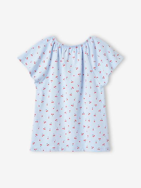 T-shirt meisjes met print en vlindermouwen hemelsblauw - vertbaudet enfant 