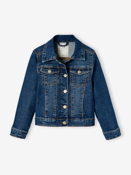 Personaliseerbare denim jasje voor meisjes double stone+stone - vertbaudet enfant 