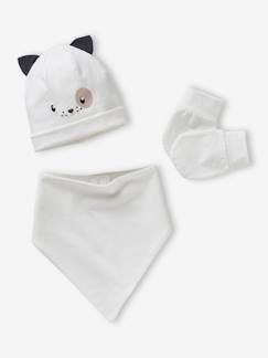 -Setje hond muts + wanten + sjaal met personaliseerbare print voor baby's