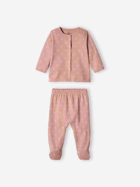 Set van 2 babypyjama's van jersey lila (poederkleur) - vertbaudet enfant 