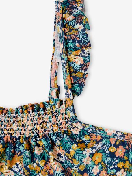 Maillot de bain 2 pièces fleuri fille bleu - vertbaudet enfant 