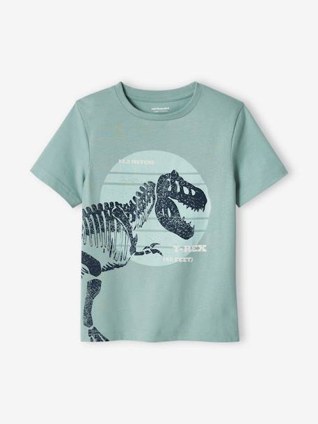 Jongensshirt met grote dinosaurusprint donkerblauwe indigo+mintgroen - vertbaudet enfant 