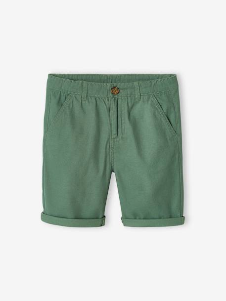 Chino bermuda voor jongens beige+BLAUW+grijsblauw+groen+rood+zandbeige - vertbaudet enfant 