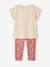 Meisjessportset met T-shirt en kuitbroek, met iriserend 'sunrise'-patroon ecru - vertbaudet enfant 